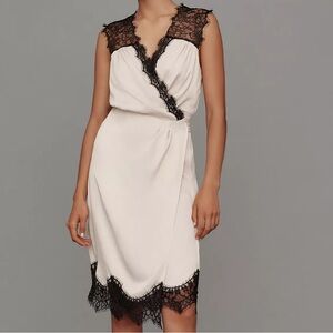 Anthropologie | V neck lace wrap midi dress